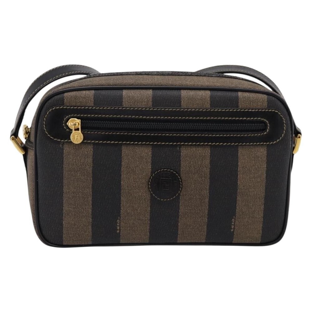 Fendi Vintage Pequin Front Pocket Coated Canvas Small